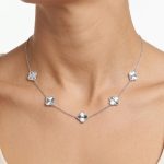 گردنبند نقره پنج گل ونکلیف نقره ای